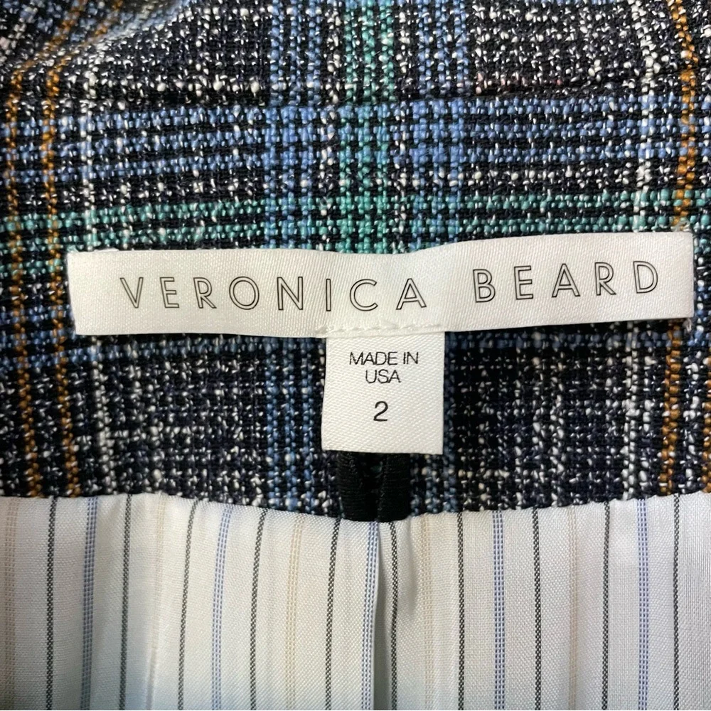 Veronica Beard Martel Dickey Jacket Blue Multi Plaid Blazer size 2 - Picture 2 of 15